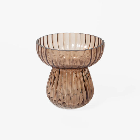 Scarlett Glass Ribbed Mushroom Vase - Small
