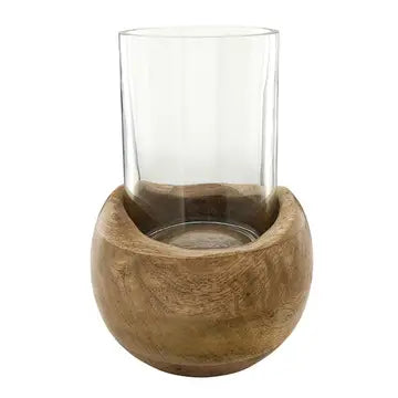 Wooden Glass Hurricane - Large