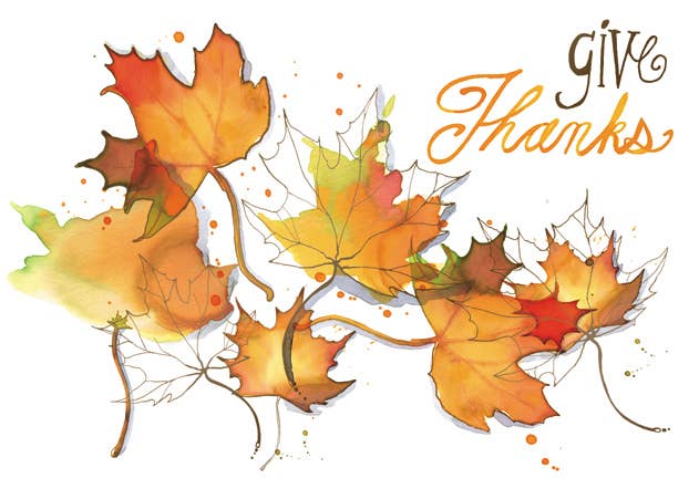 Watercolor Maple Leaves Greeting Card