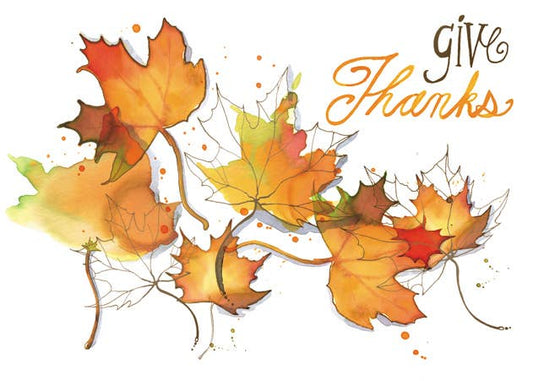 Watercolor Maple Leaves Greeting Card