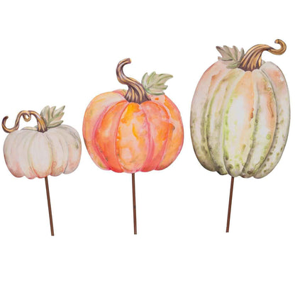 Watercolor Metal Pumpkin Stake