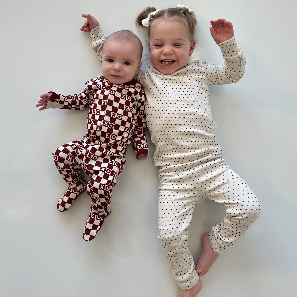 Kid's Organic Long Sleeve Pajama Set, Crimson Mini Hearts, view 3