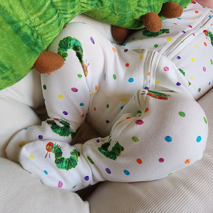 Organic Cotton 2-Way Zipper Footie, Caterpillar Print, view 2