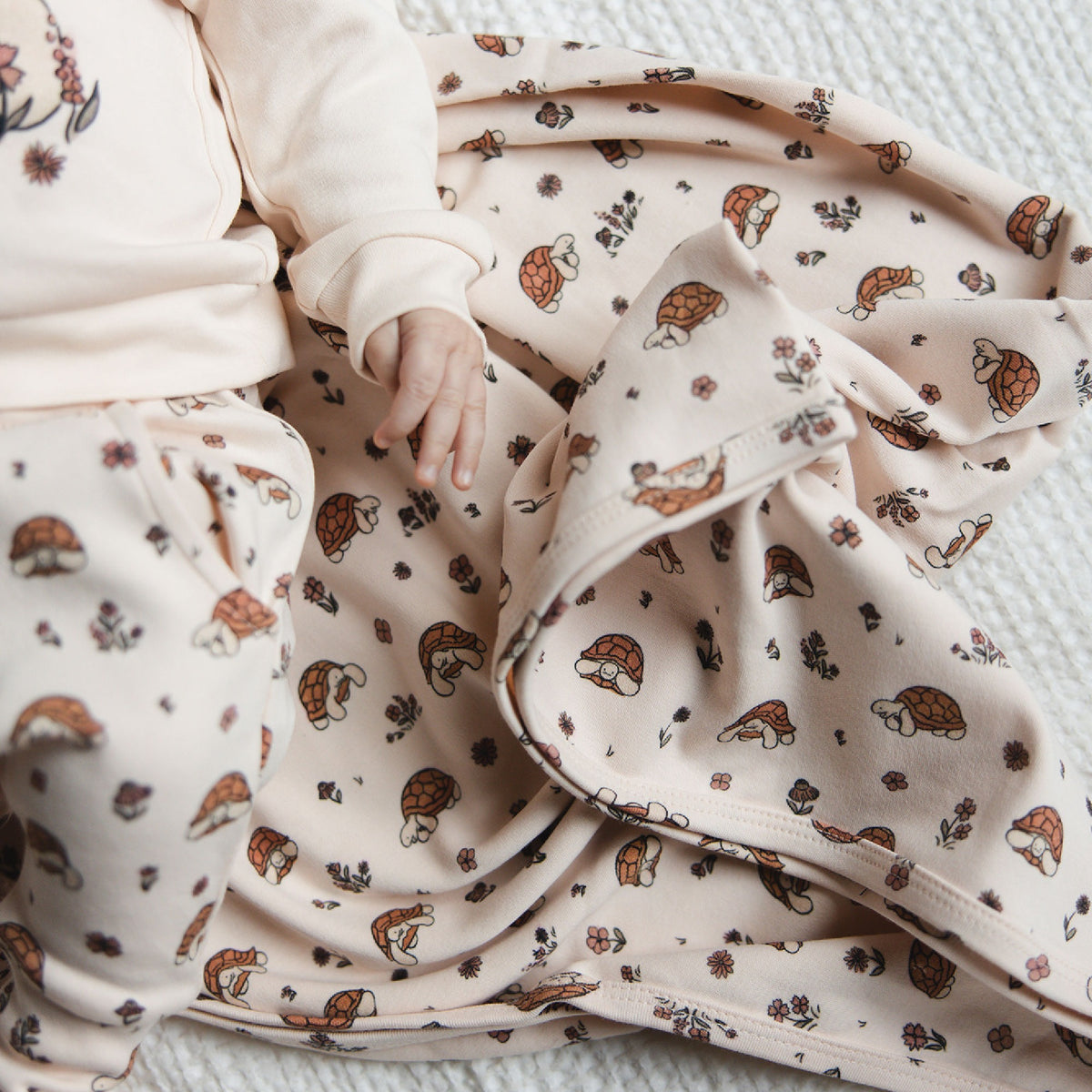 Organic Cotton Baby Blanket, Tiny Tortoise Print, view 2