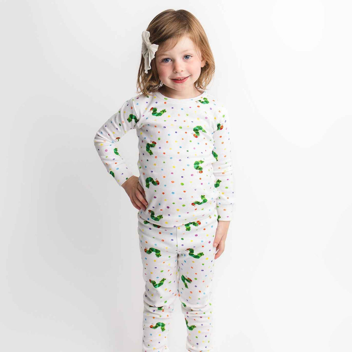 Kids' Organic Long Sleeve Pajama Set, Caterpillar Print