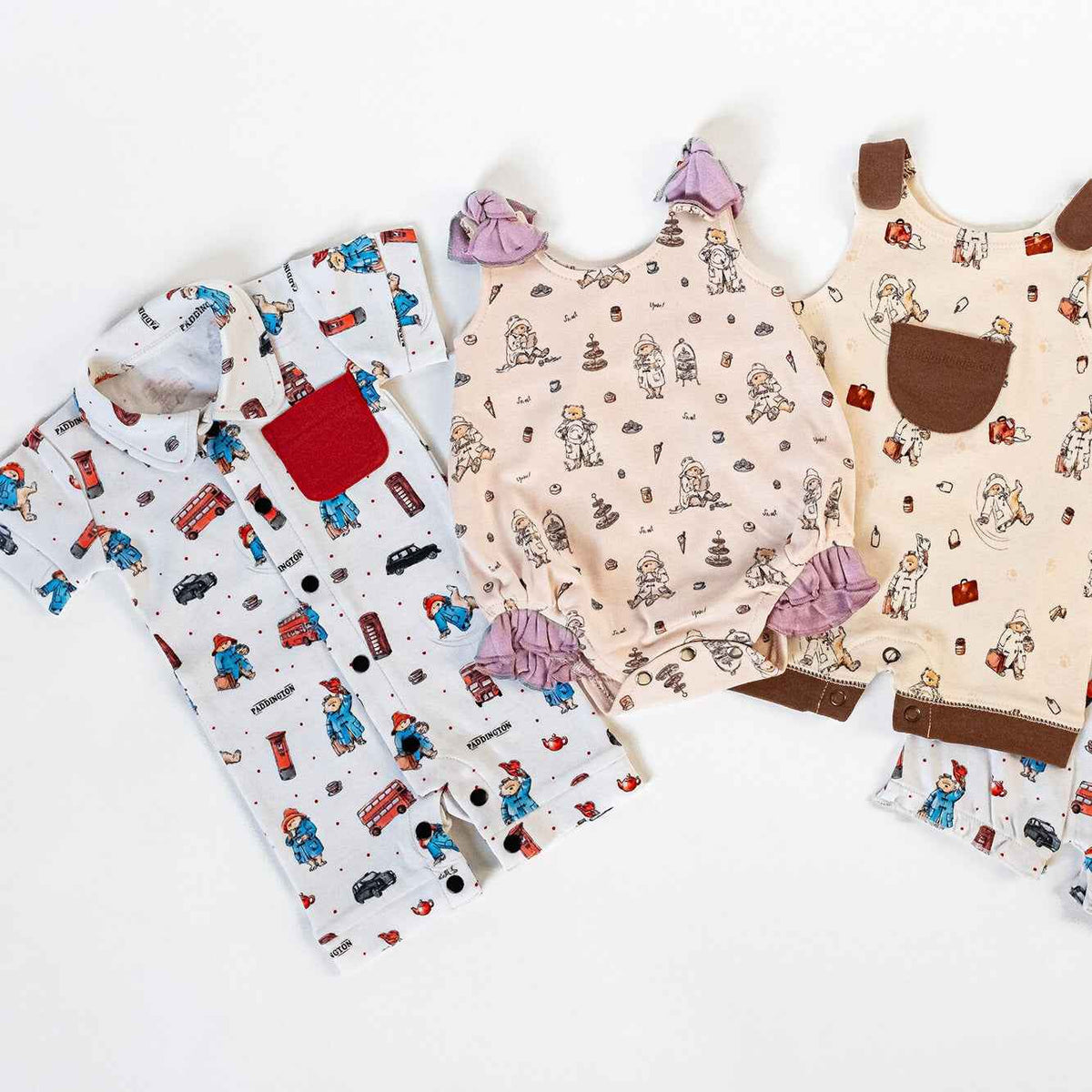 Organic Cotton Short Sleeve Coverall, London Paddington Print