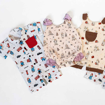 Organic Cotton Short Sleeve Coverall, London Paddington Print