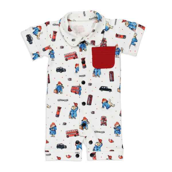Organic Cotton Short Sleeve Coverall, London Paddington Print