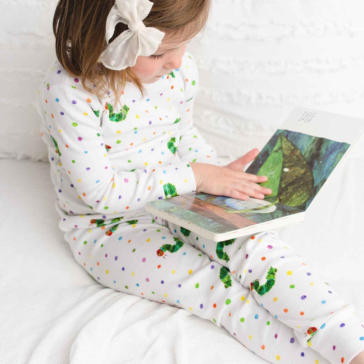 Kids' Organic Long Sleeve Pajama Set, Caterpillar Print
