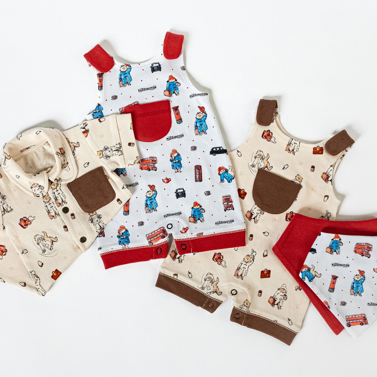 Organic Sleeveless Romper, London Paddington Print, view 2
