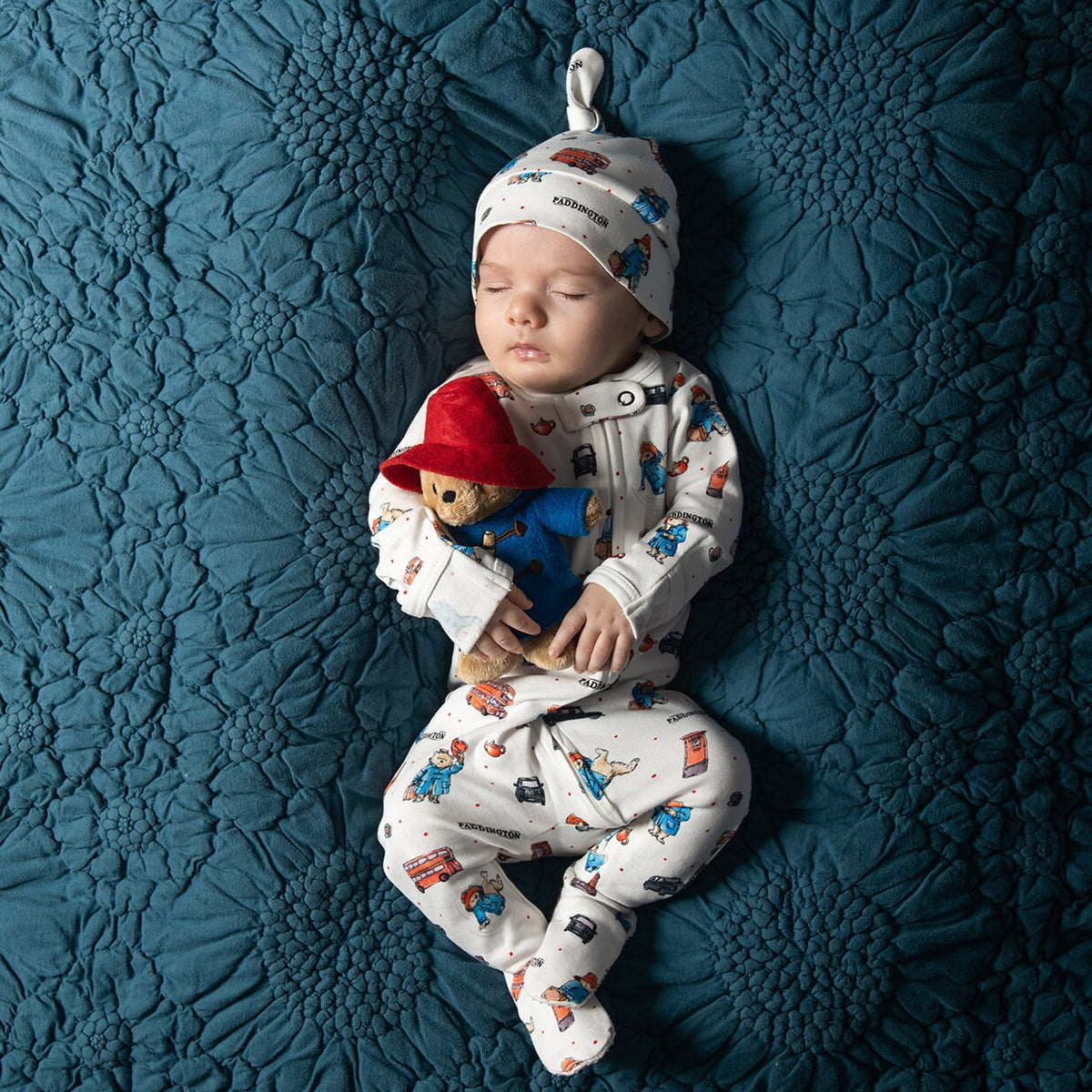 Organic Cotton 2-Way Zipper Footie, London Paddington Print, view 3