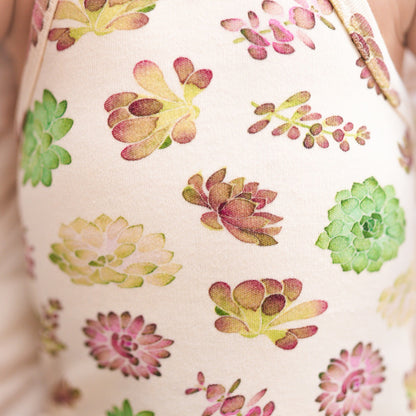 Organic Criss-Cross Bodysuit and Ruffle Bloomer Set, Buttercream Succulents, view 4