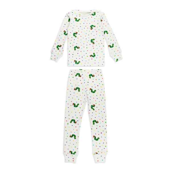 Kids' Organic Long Sleeve Pajama Set, Caterpillar Print