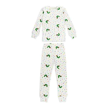 Kids' Organic Long Sleeve Pajama Set, Caterpillar Print