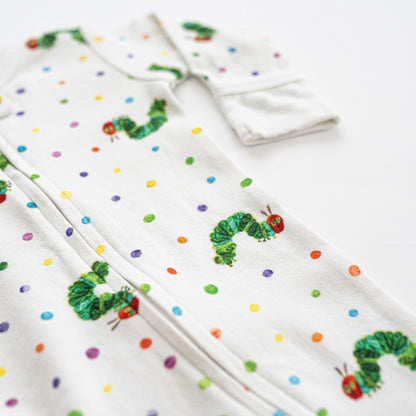 Organic Cotton 2-Way Zipper Footie, Caterpillar Print, view 5