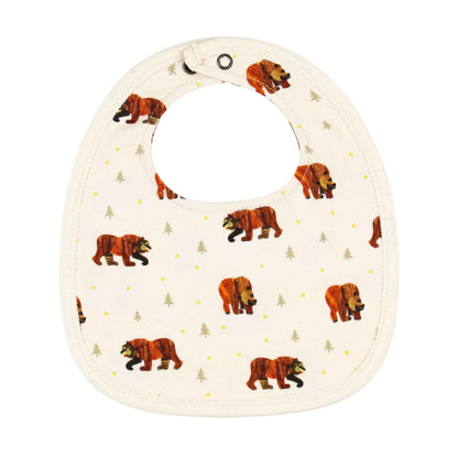 Organic Reversible Baby Bib, Brown Bear Print
