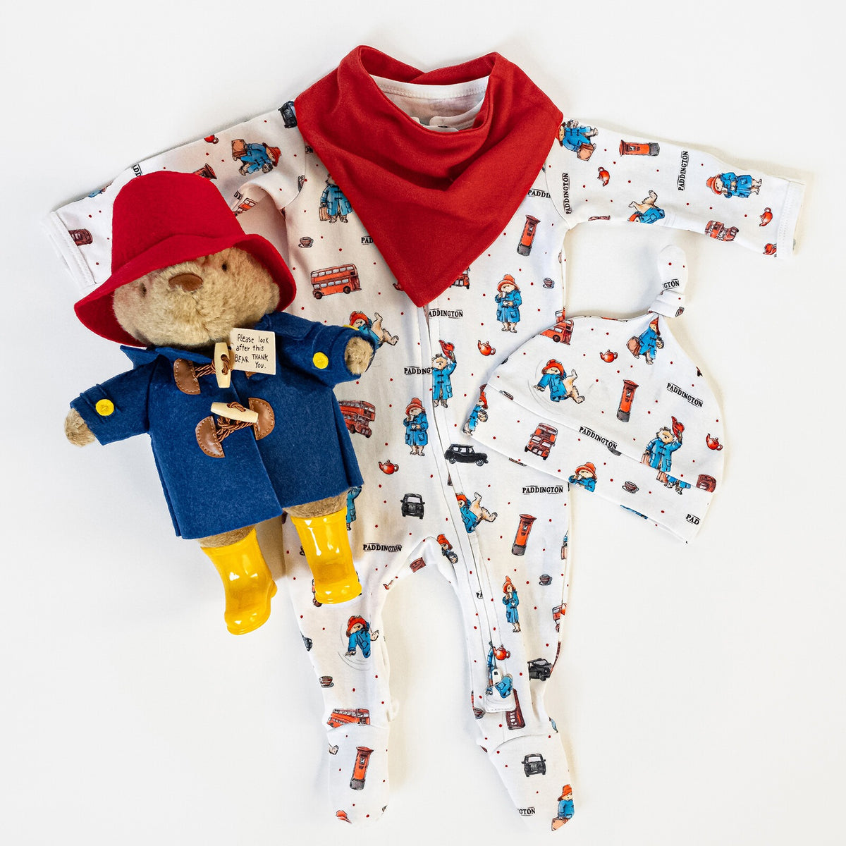Organic Cotton 2-Way Zipper Footie, London Paddington Print, view 5