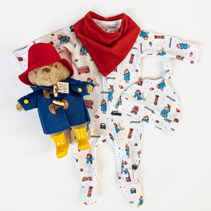 Organic Cotton 2-Way Zipper Footie, London Paddington Print, view 5