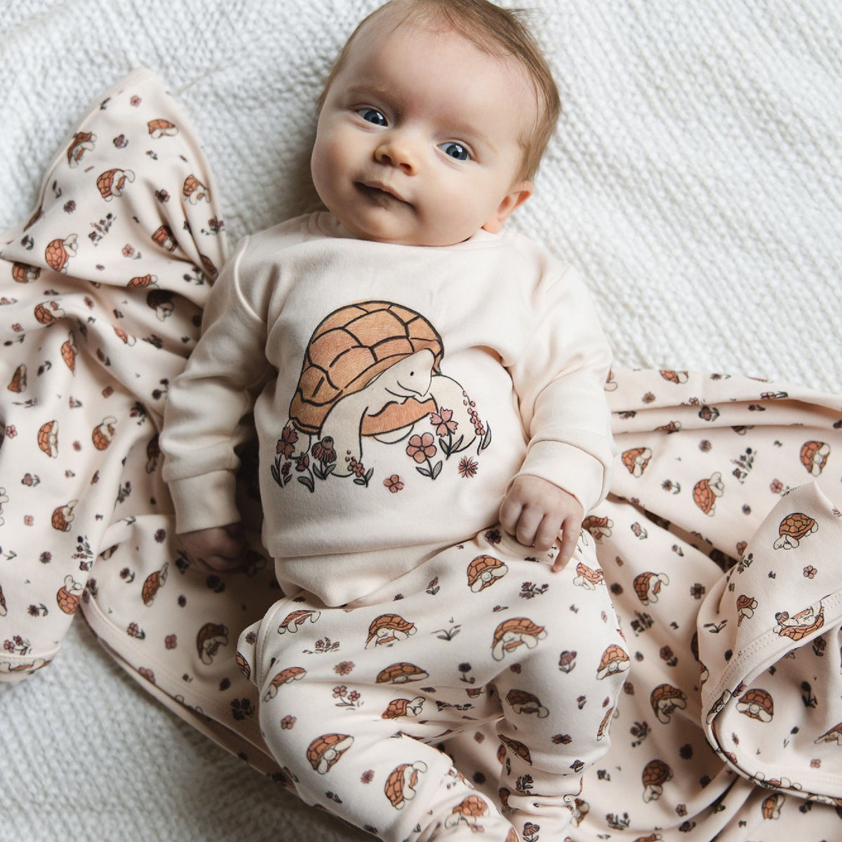 Organic Cotton Baby Blanket, Tiny Tortoise Print, view 4