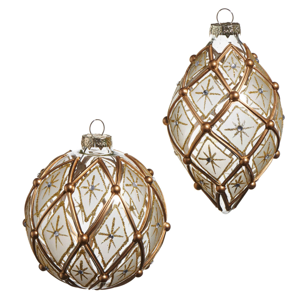 White and Gold Deco Glass Ornament