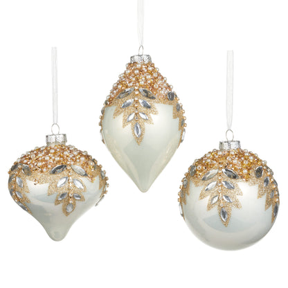 5" White Gem Encrusted Ornament product photo