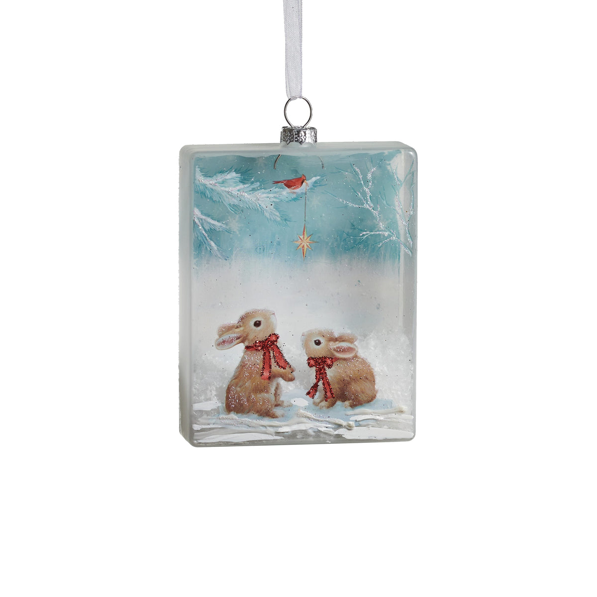 4.25" Winter Wonders Rectangle Ornament, Bunnies
