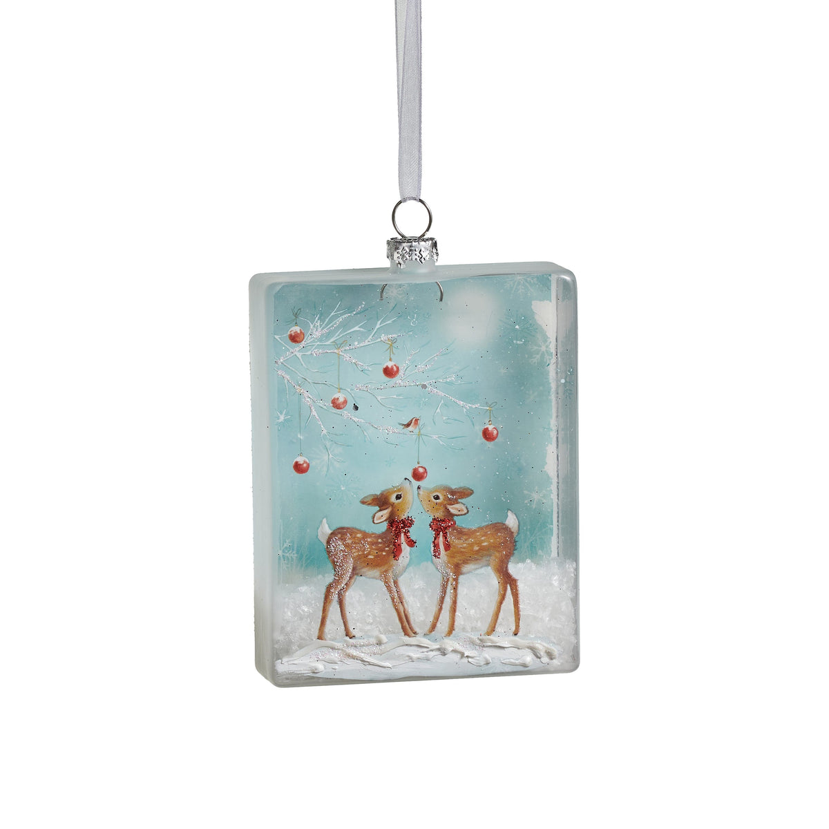 4.25" Winter Wonders Rectangle Ornament, Deer