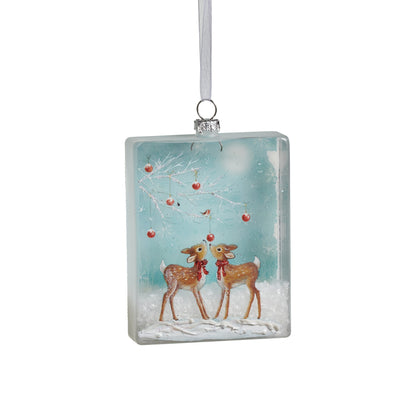 4.25" Winter Wonders Rectangle Ornament, Deer