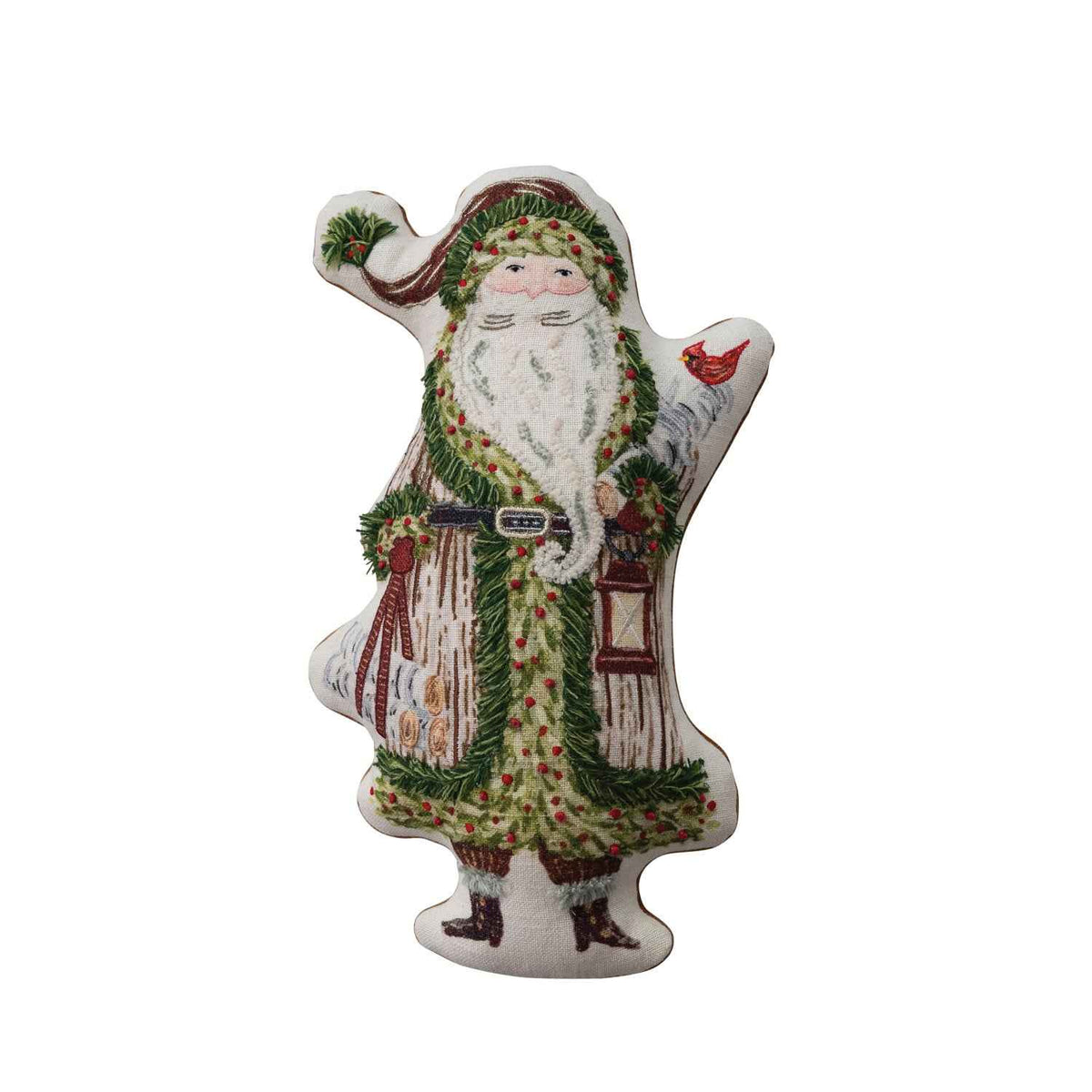 Woodland Santa Shaped Pillow with Embroidery