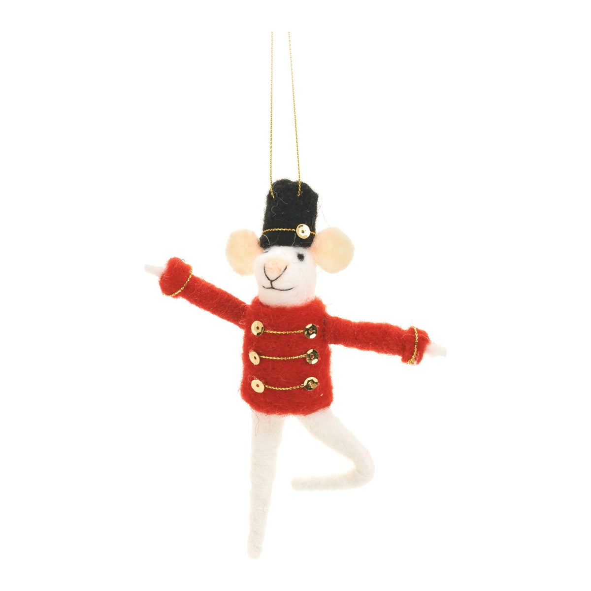 Wool Mouse Soldier Ornament, Red Jacket