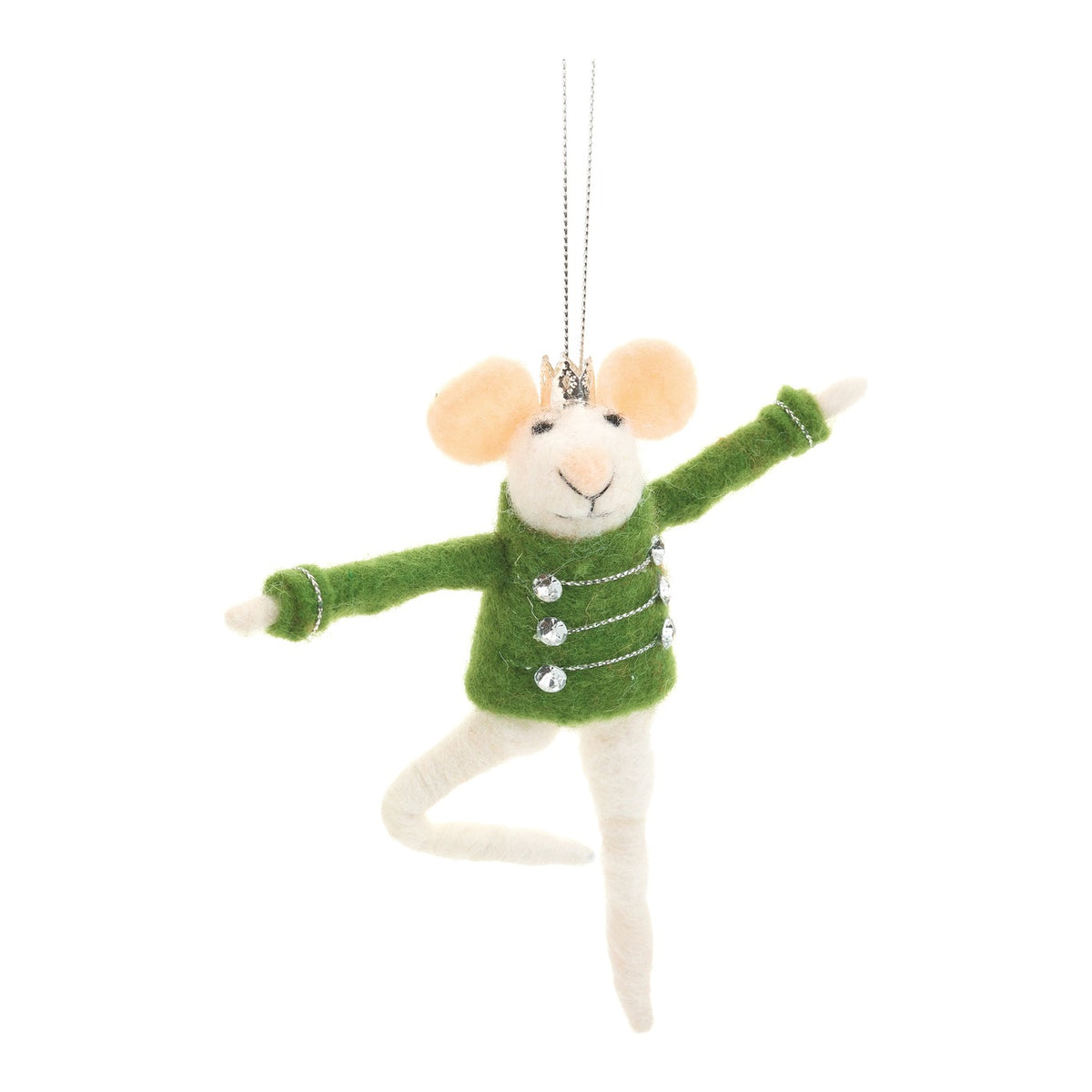 Wool Mouse Soldier Ornament, Green Jacket