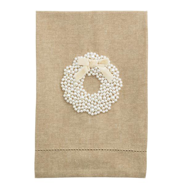 Christmas Wreath Pearl Tea Towel