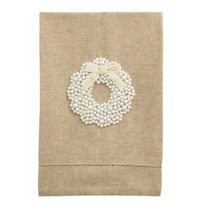 Christmas Wreath Pearl Tea Towel