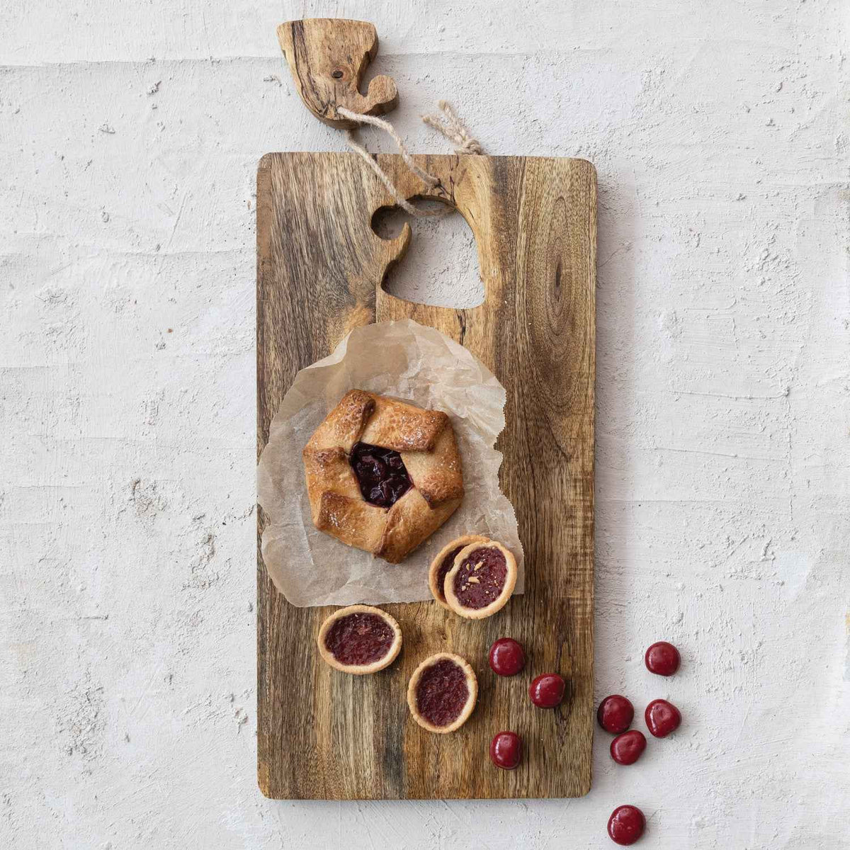 Mango Wood Cheese Board with Santa Hat Cut-Out and Jute Tie