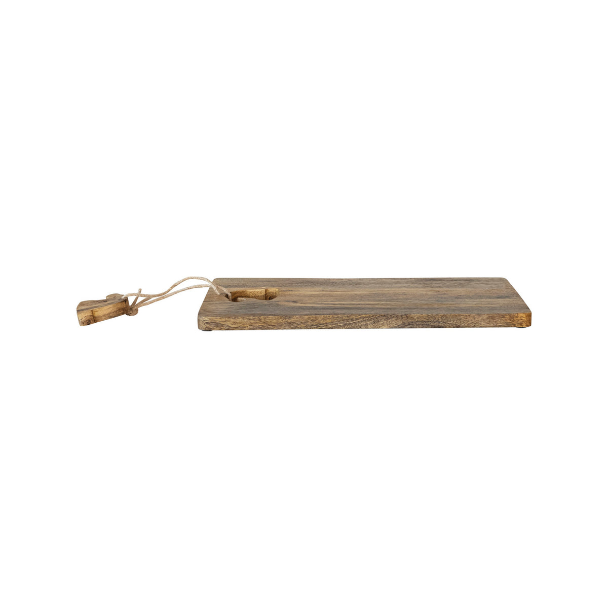 Mango Wood Cheese Board with Santa Hat Cut-Out and Jute Tie, A rectangular mango wood board with a Santa hat shaped cut-out and jute tie at one end.