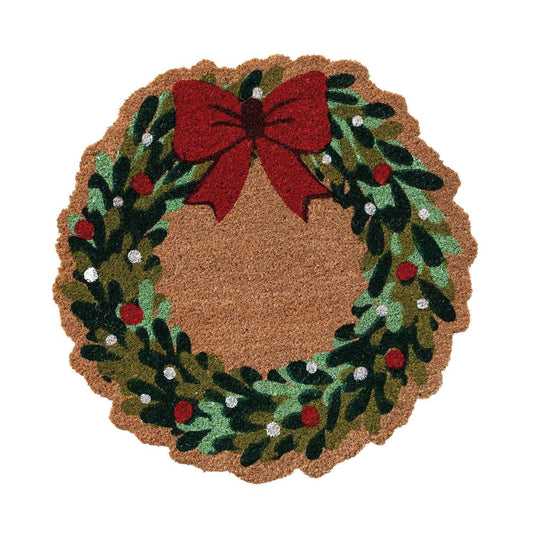 Coir Wreath Doormat with Bow