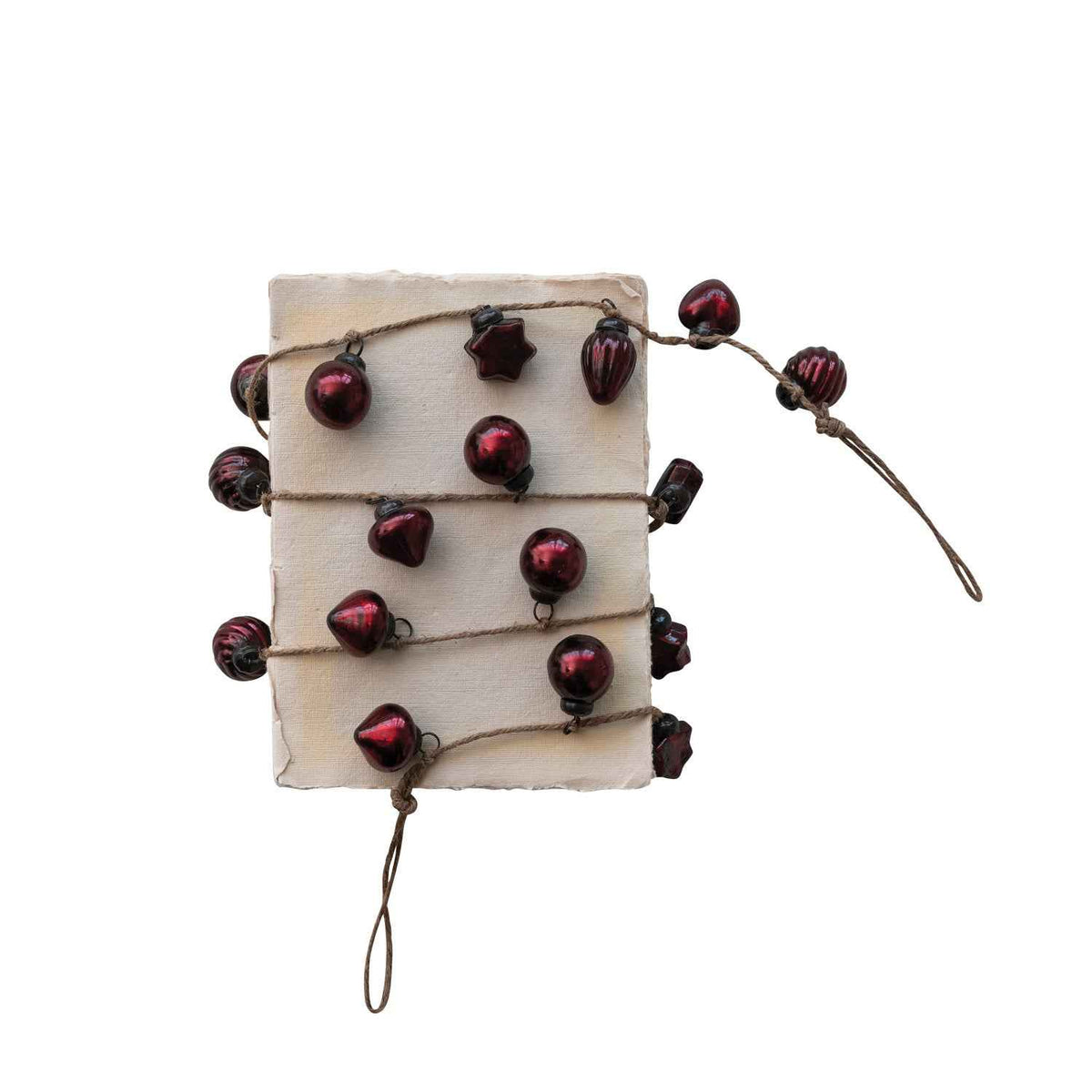 Mercury Glass Ornament Garland with Jute Cord